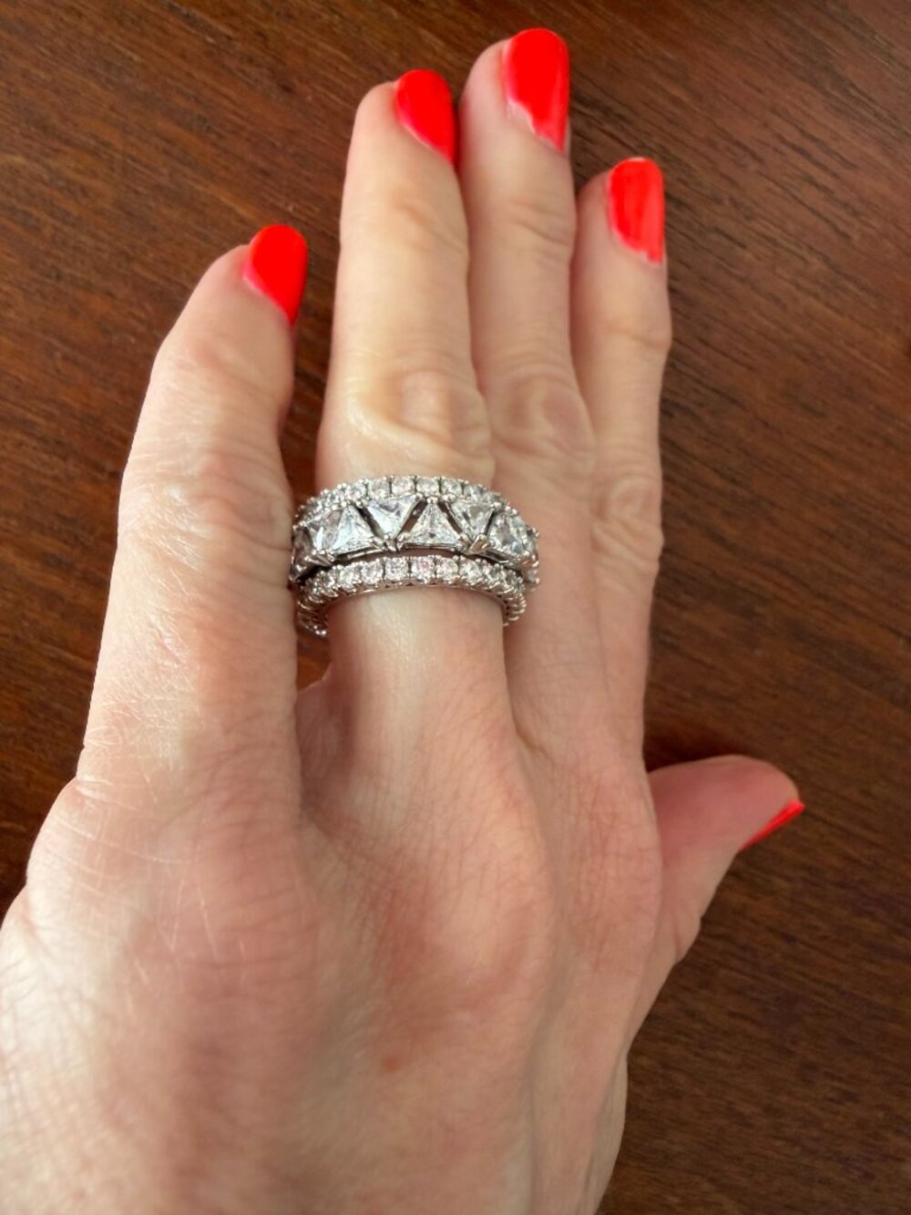 NIB Radiance by Absolute Trilliant Cut Eternity Ring 3 Ring Set